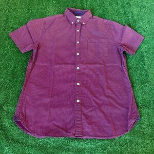 Cactus Man Size M Button Down Slim Fit Polka Dot Burgundy Short Sleeve Shirt